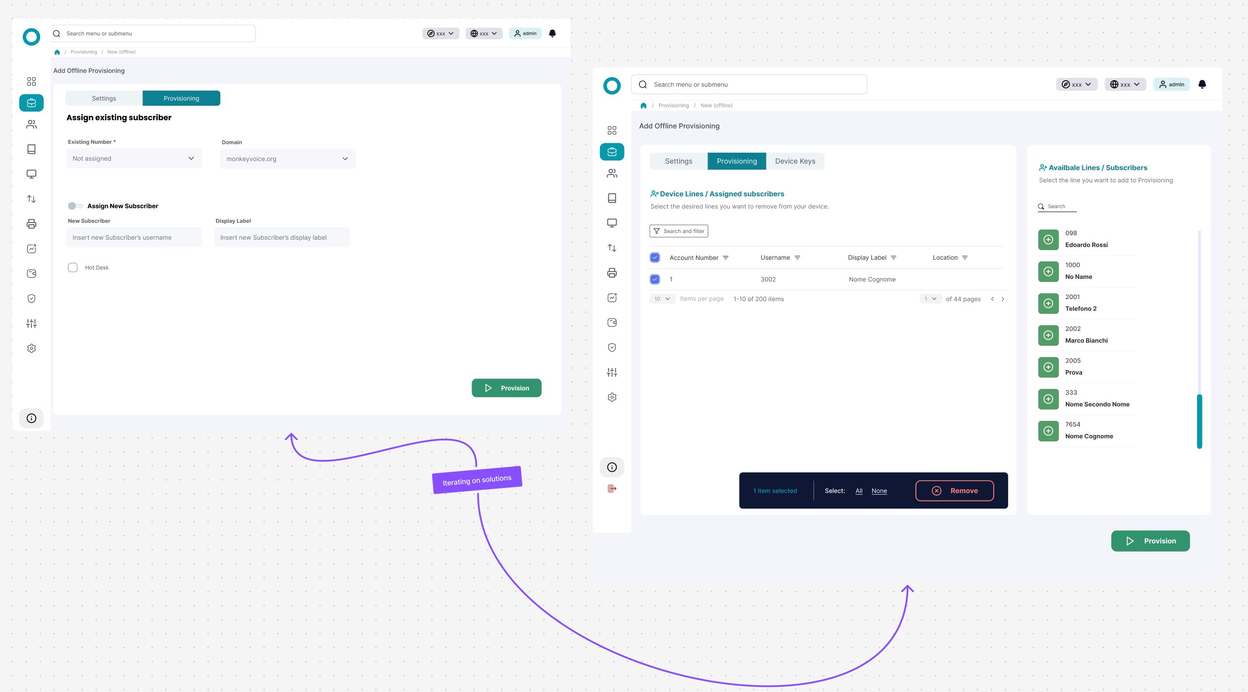Iterazione sulle soluzioni di provisioning con il team di sviluppo
